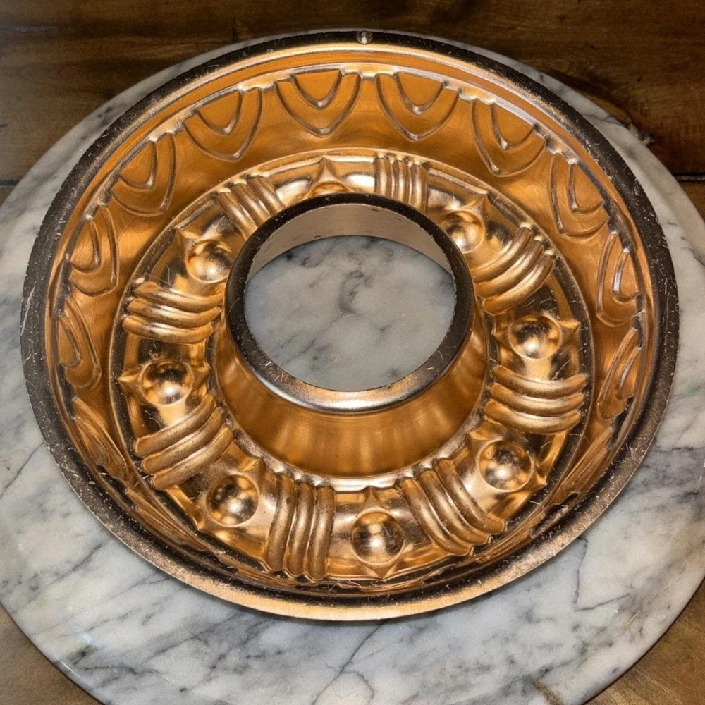 2pc VTG 1980s 80s Copper Jello‎ Mold Bundt Cake Pan Hanging Kitchen Wall Decor